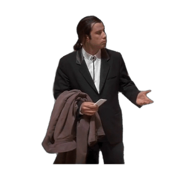 Confused John Travolta from the movie Pulp Fiction